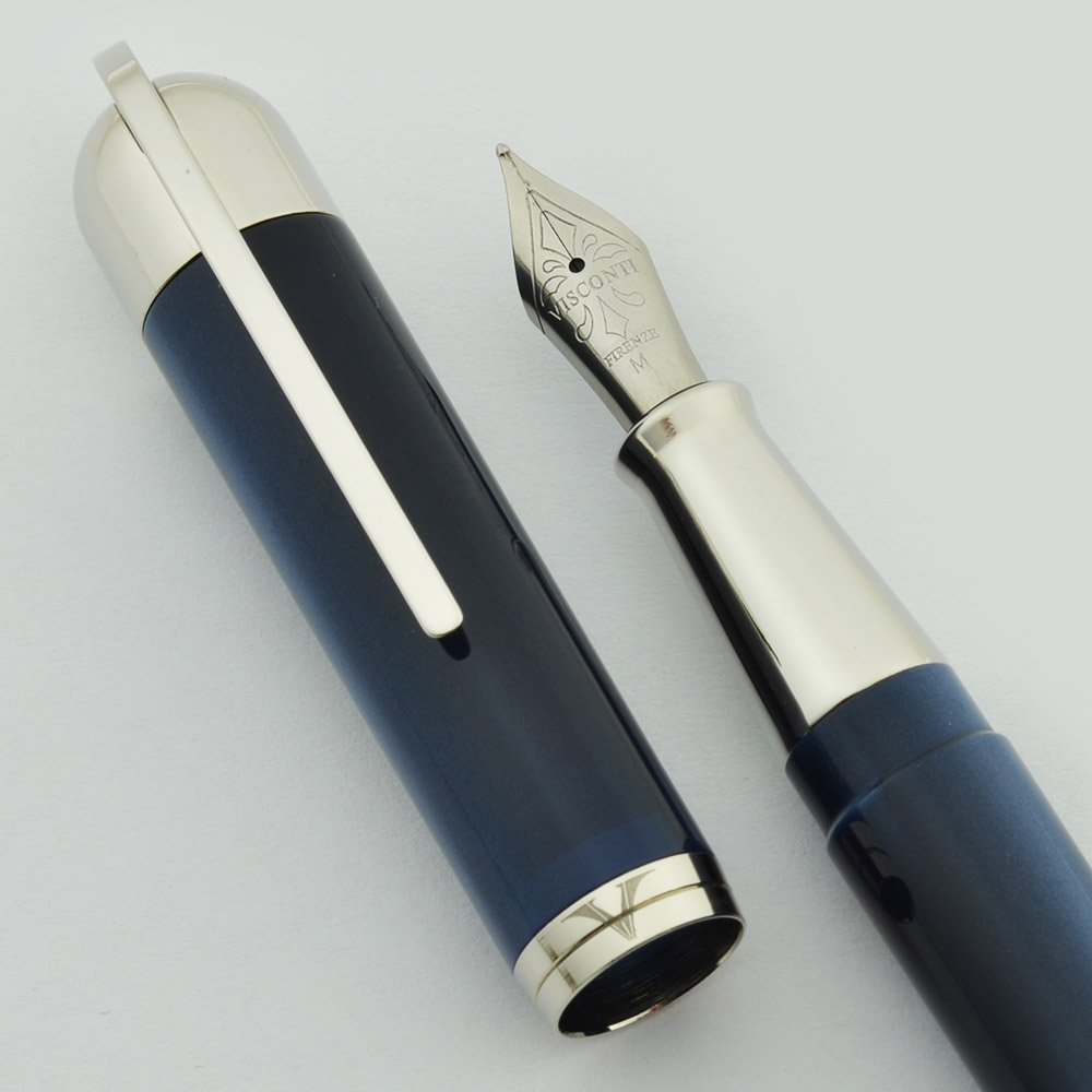 Visconti Pericle Fountain Pen - Blue Acrylic w Chrome Trim